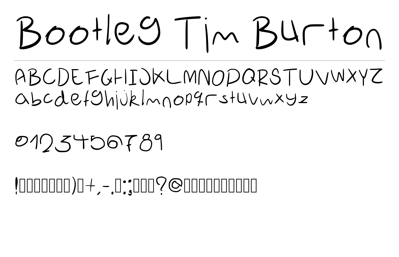 Bootleg Tim Burton Font preview