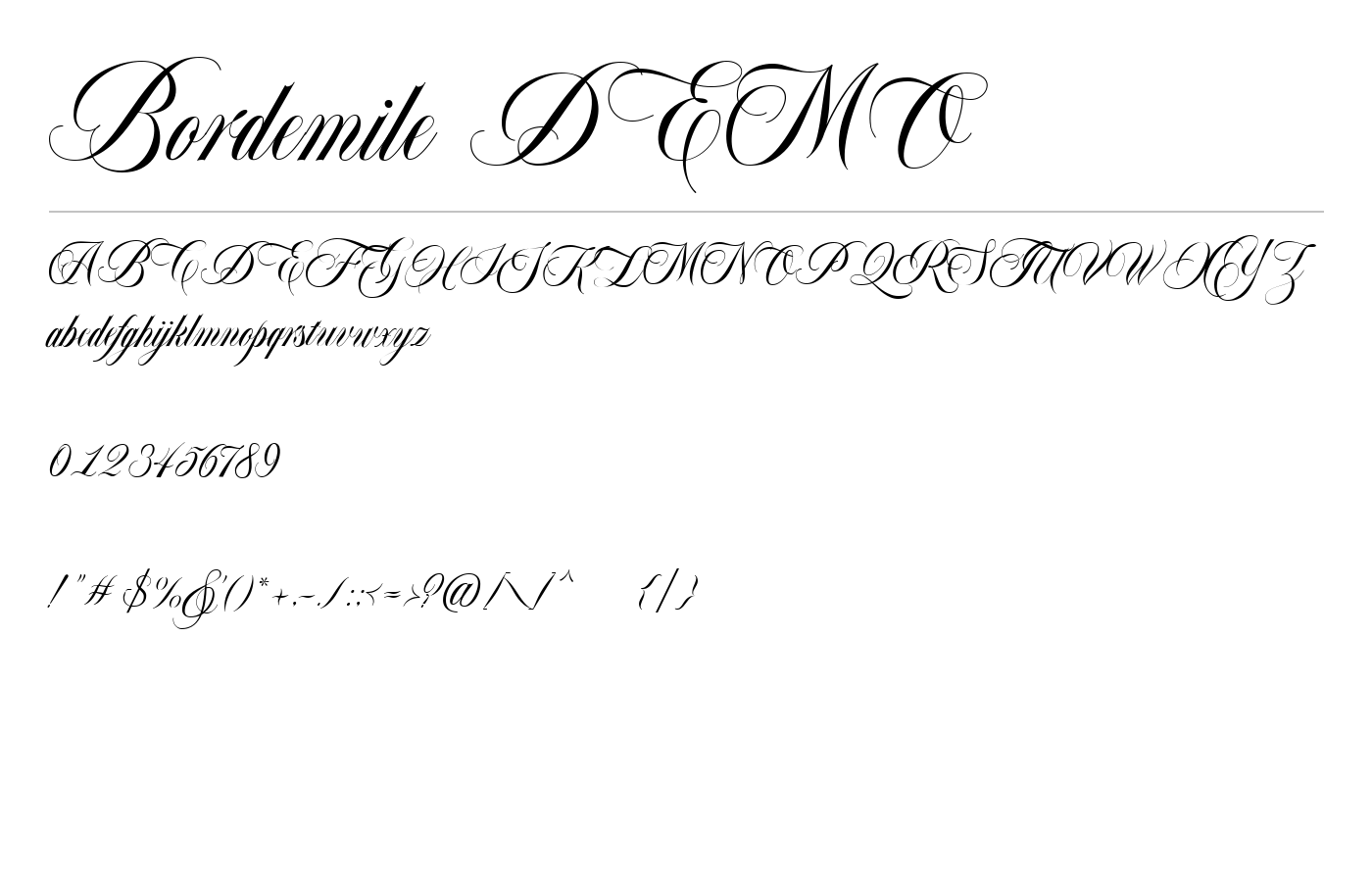 Bordemile DEMO Font preview