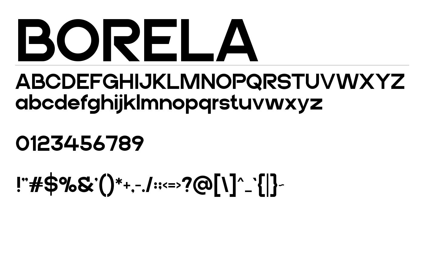 BORELA Font preview