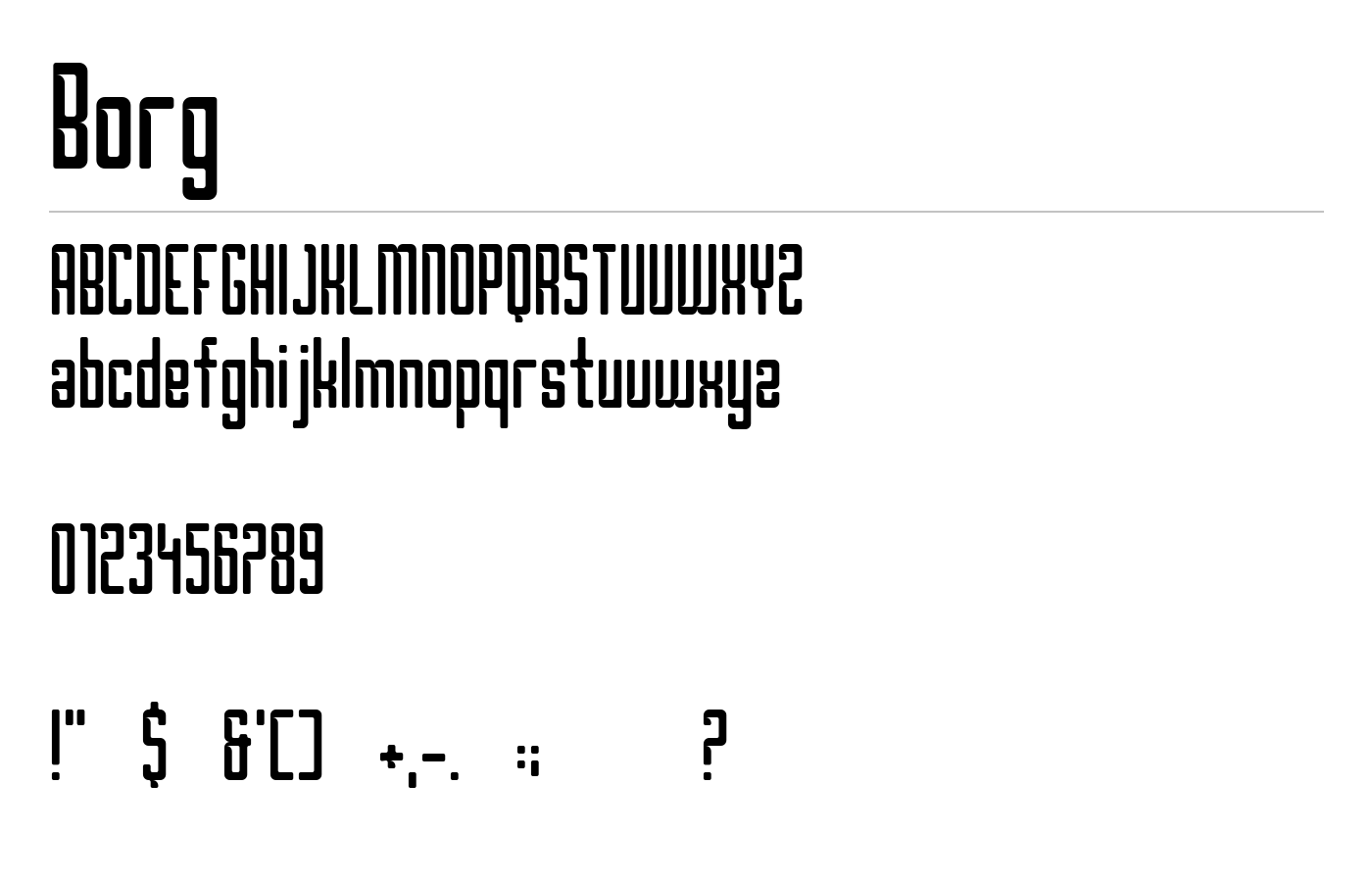 Borg Font preview