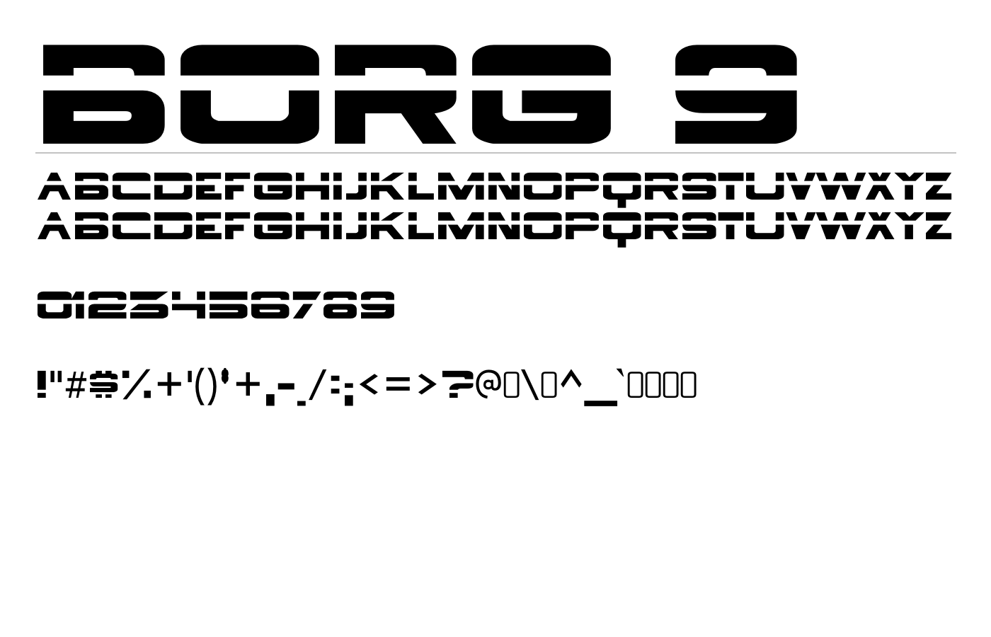 Borg 9 Font preview