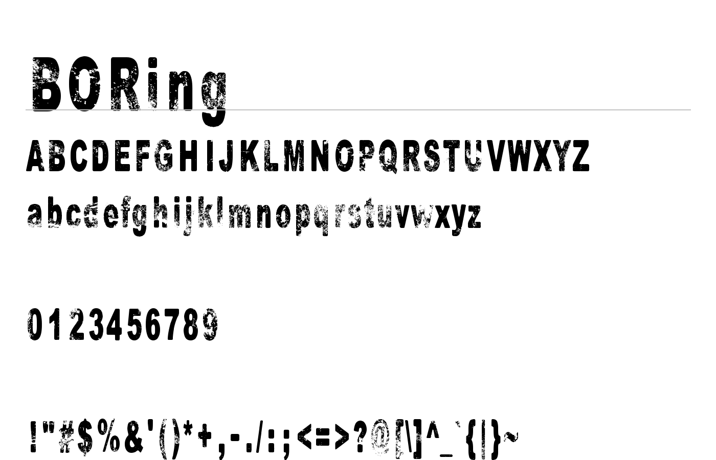 BORing Font preview