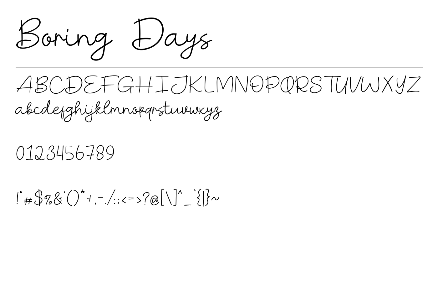 Boring Days Font preview
