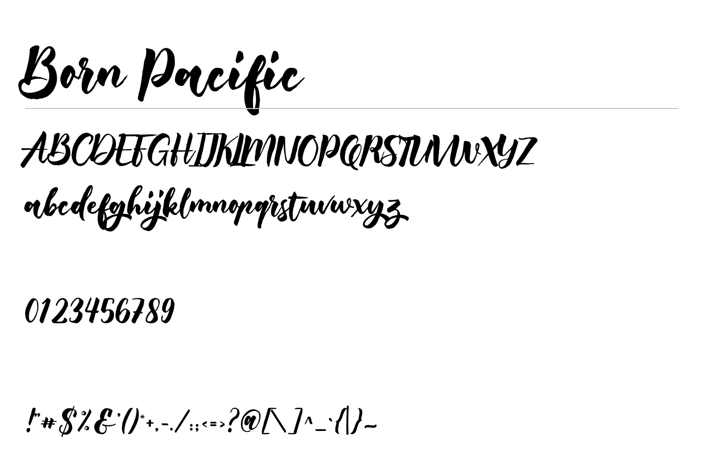 Born Pacific Font preview