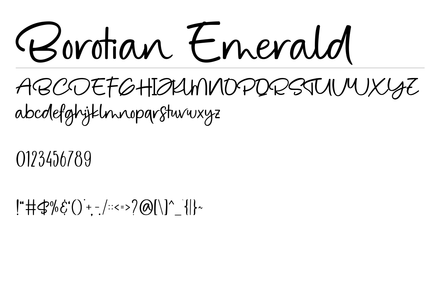 Borotian Emerald Font preview