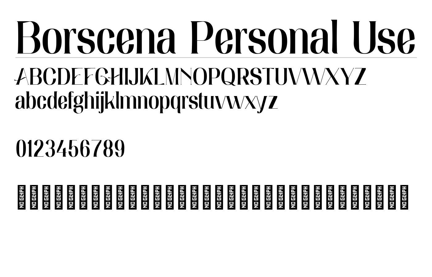 Borscena Personal Use Font preview