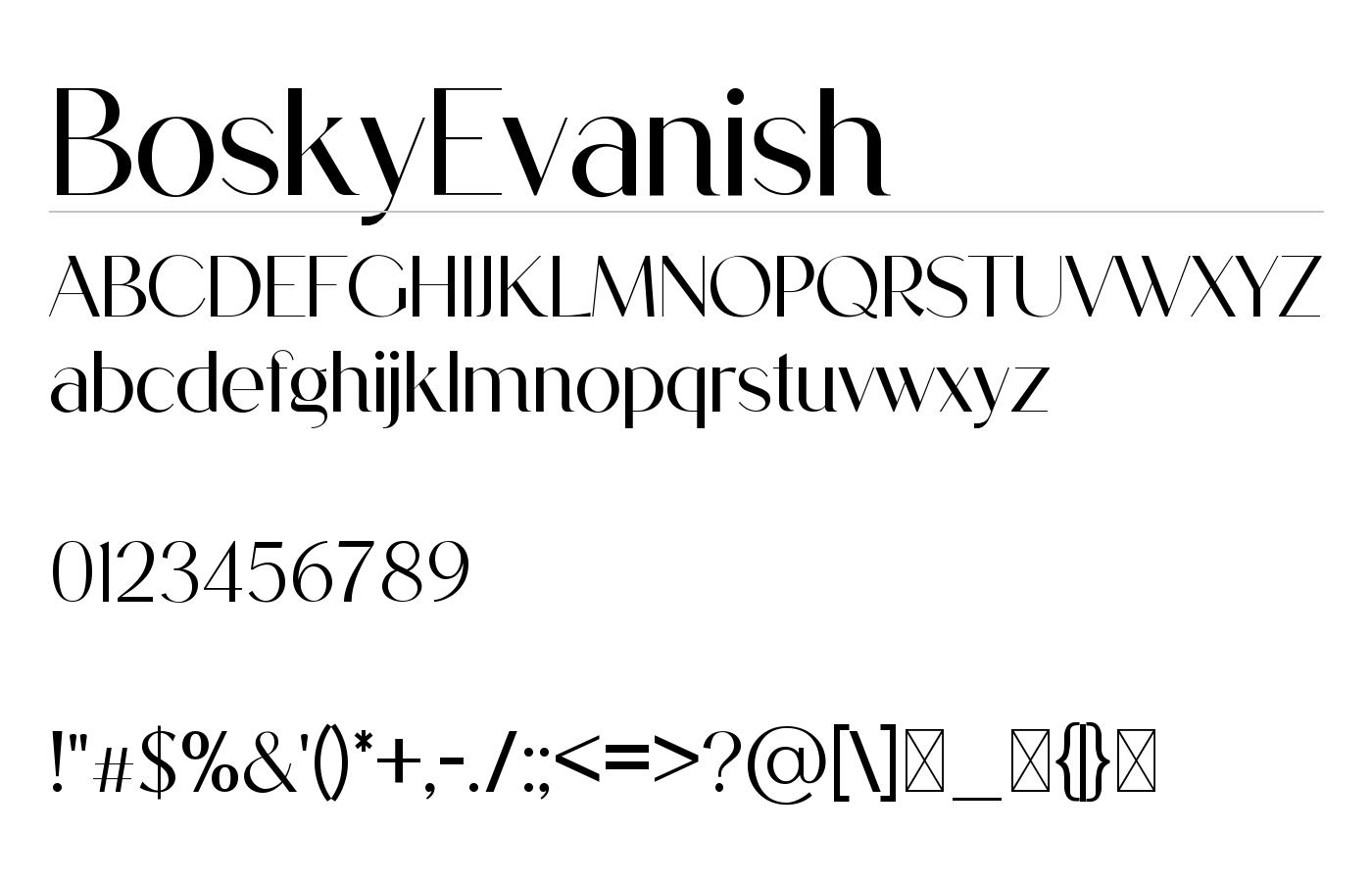 BoskyEvanish Font preview