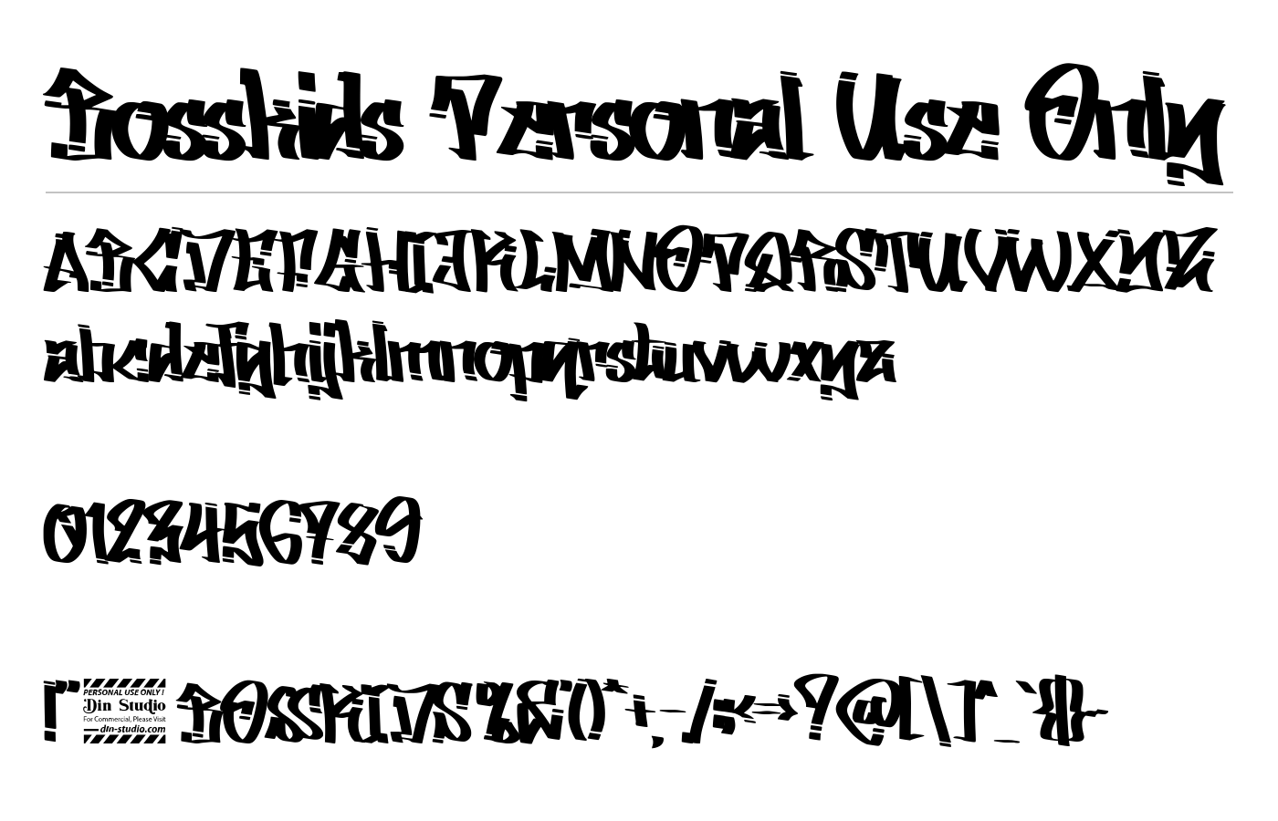 Bosskids Personal Use Only Font preview