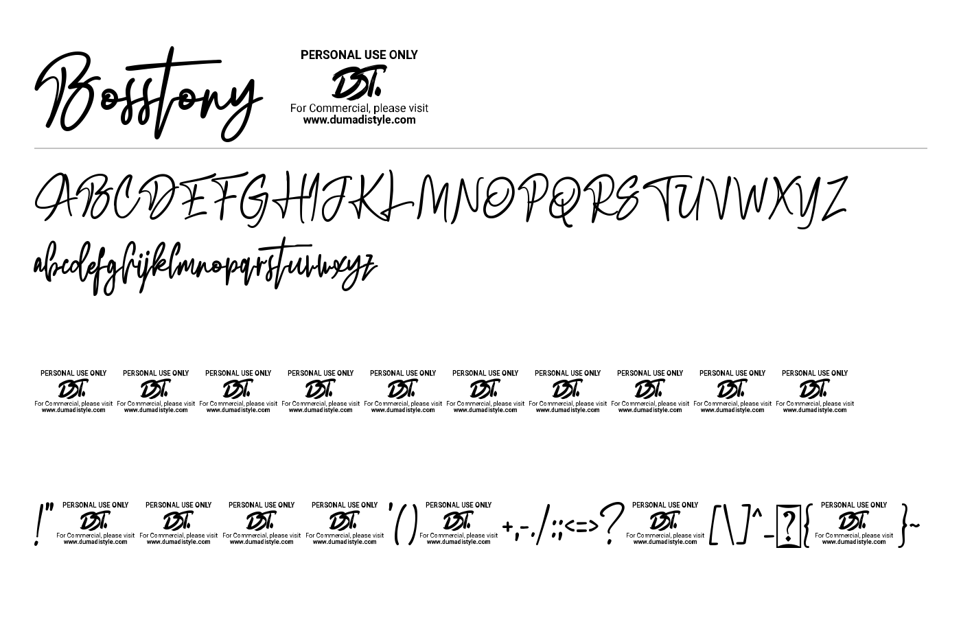 Bosstony 3 Font preview