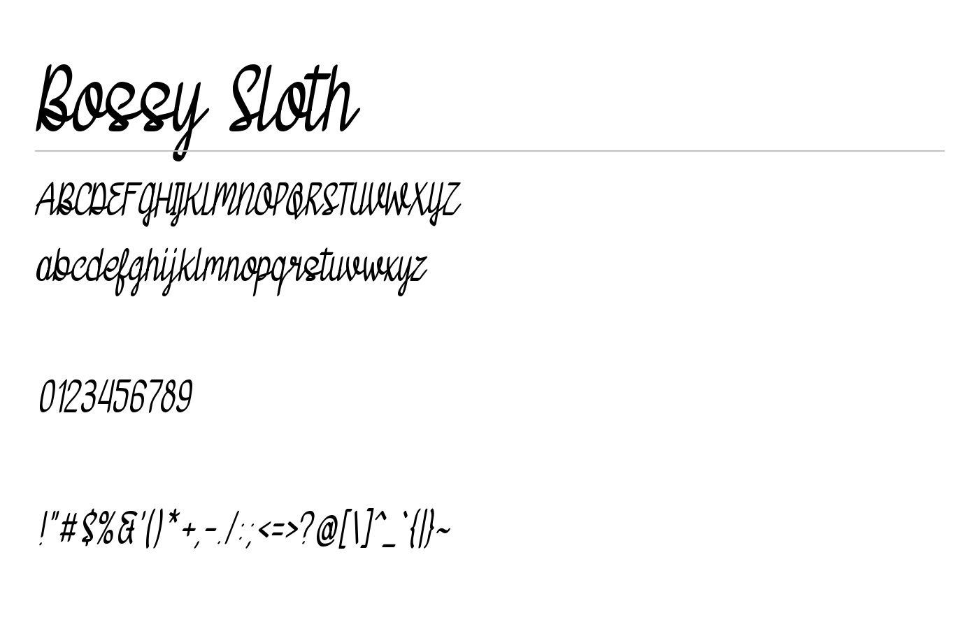 Bossy Sloth Font preview