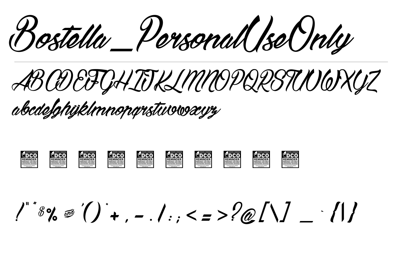 Bostella_PersonalUseOnly Font preview