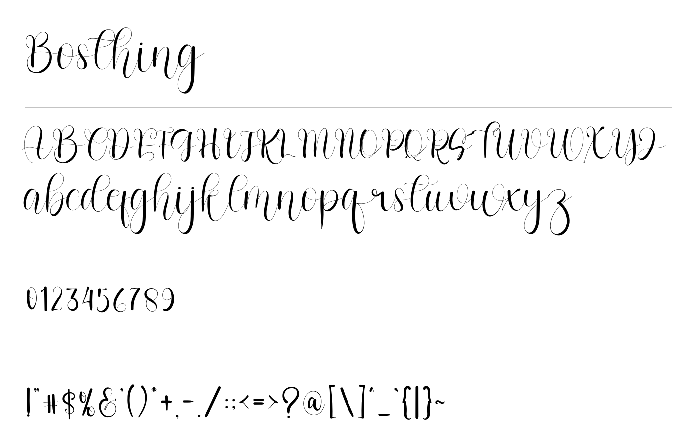 Bosthing Font preview