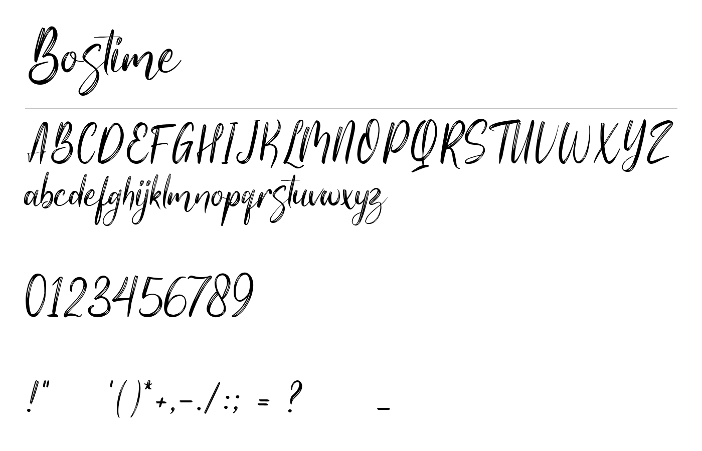 Bostime Font preview