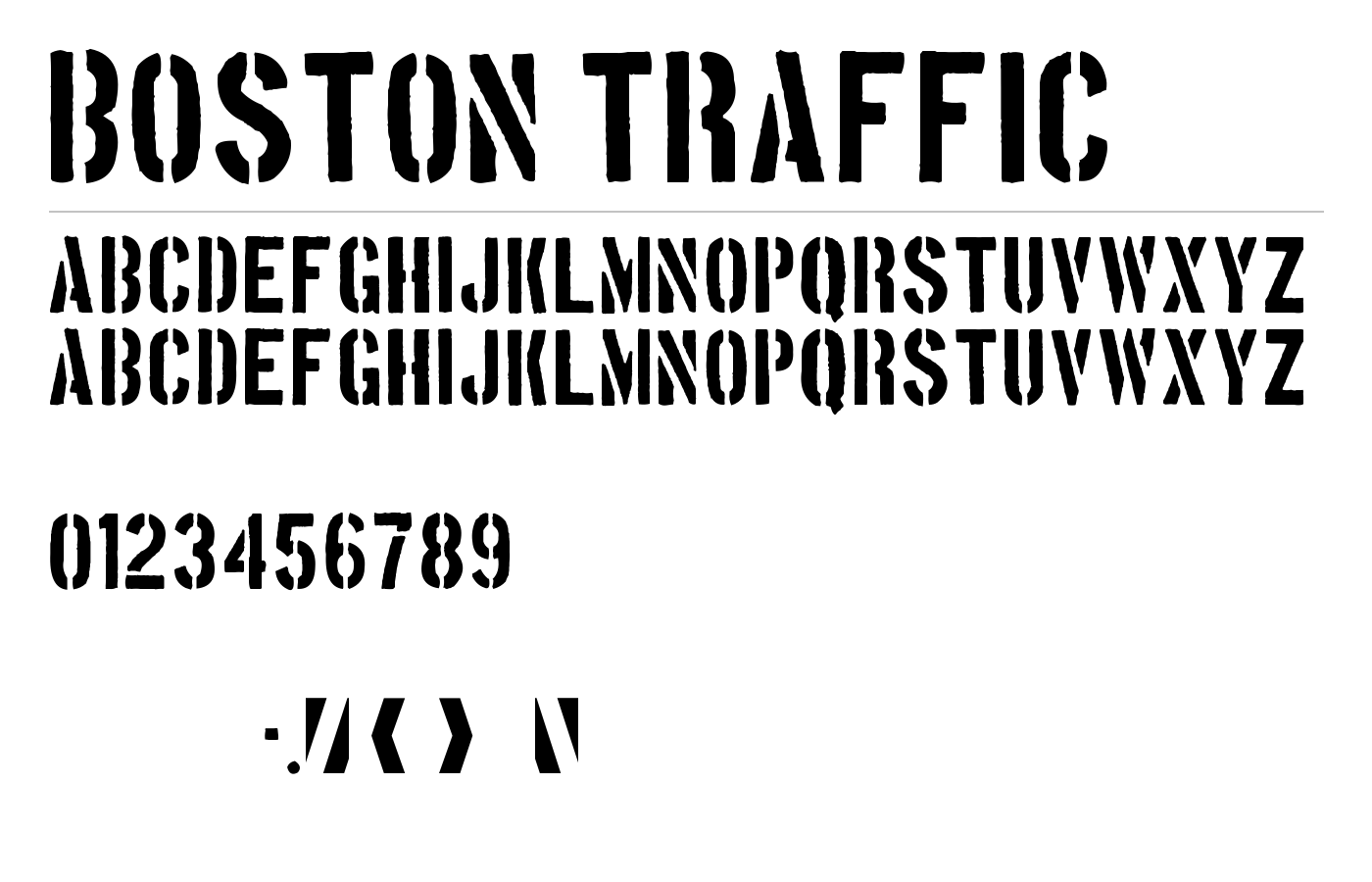 Boston Traffic Font preview