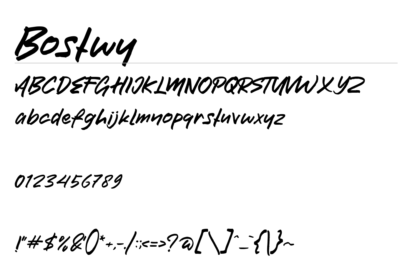 Bostwy Font preview