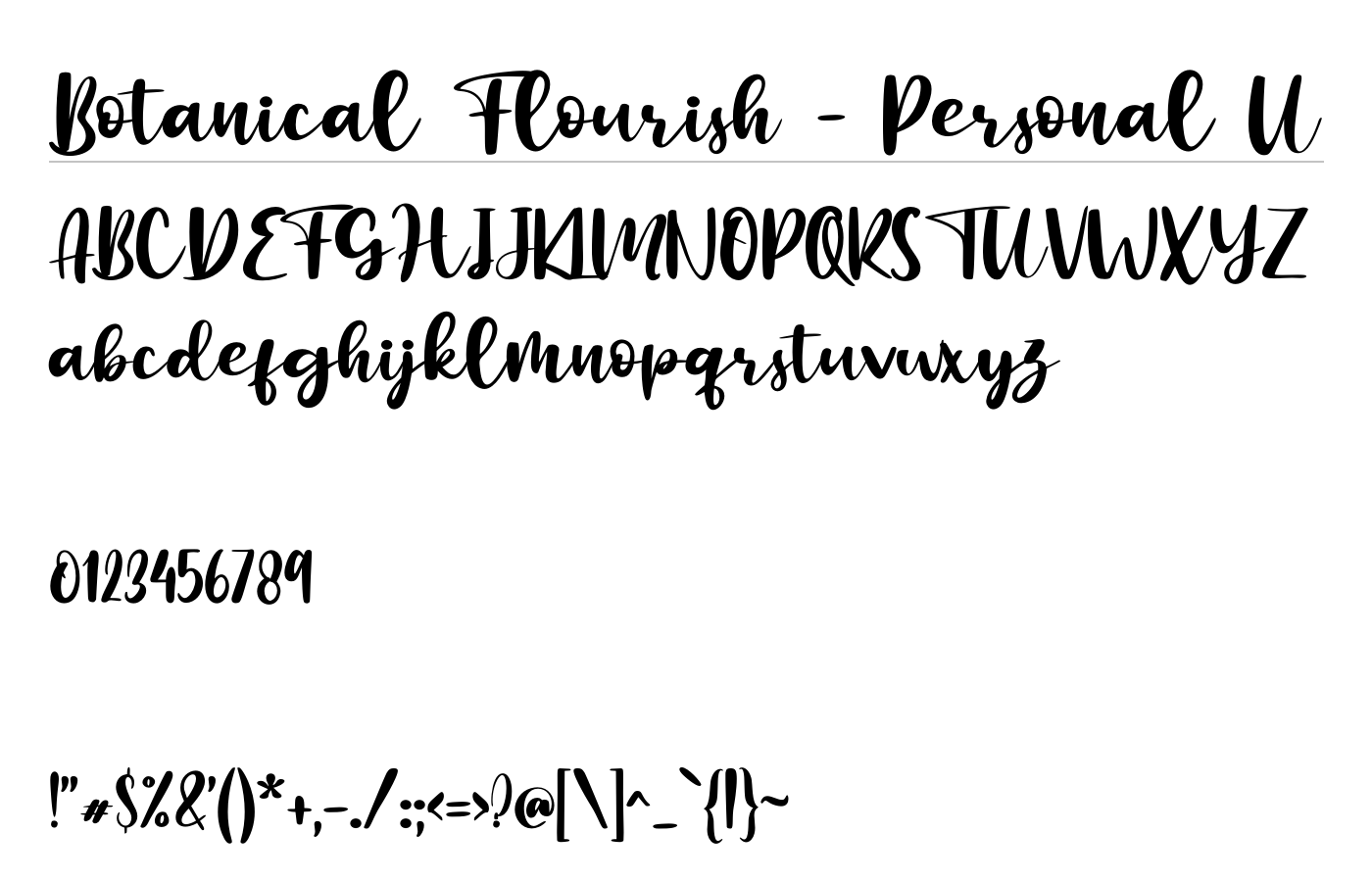 Botanical Flourish - Personal U Font preview