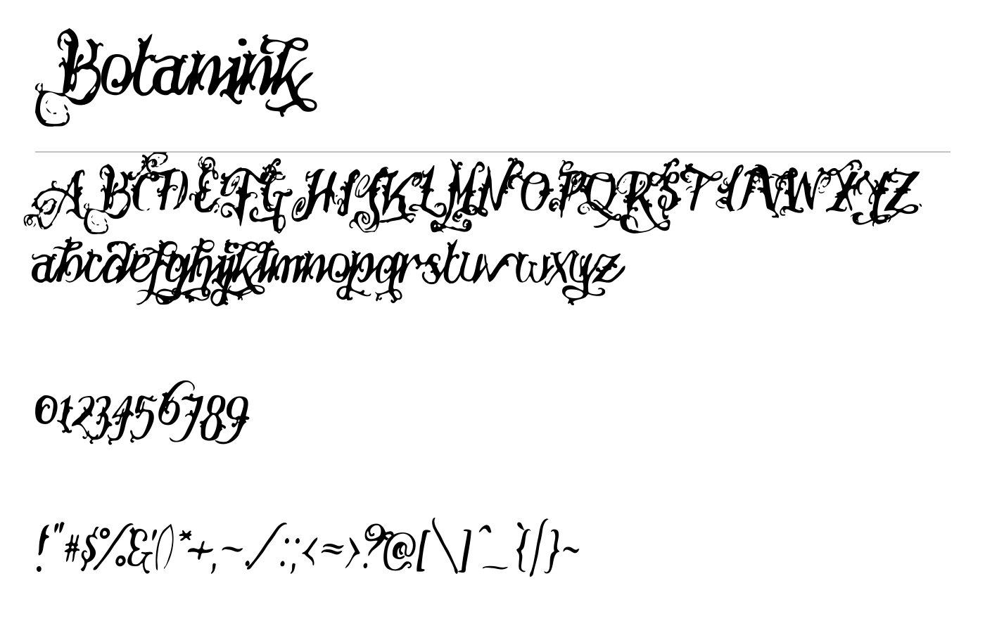 Botanink Font preview