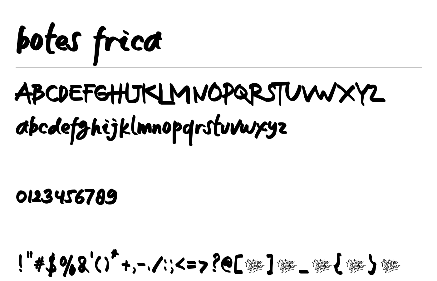 botes frica Font preview