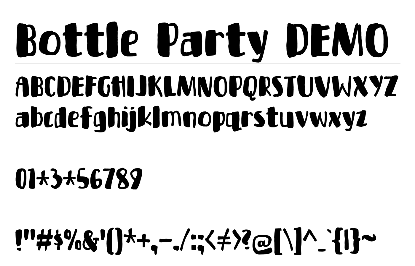 Bottle Party DEMO Font preview