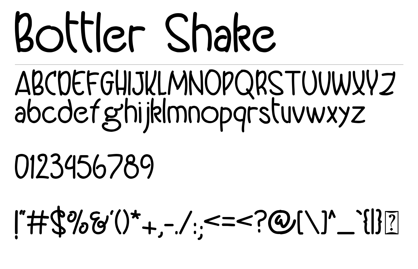 Bottler Shake Font preview