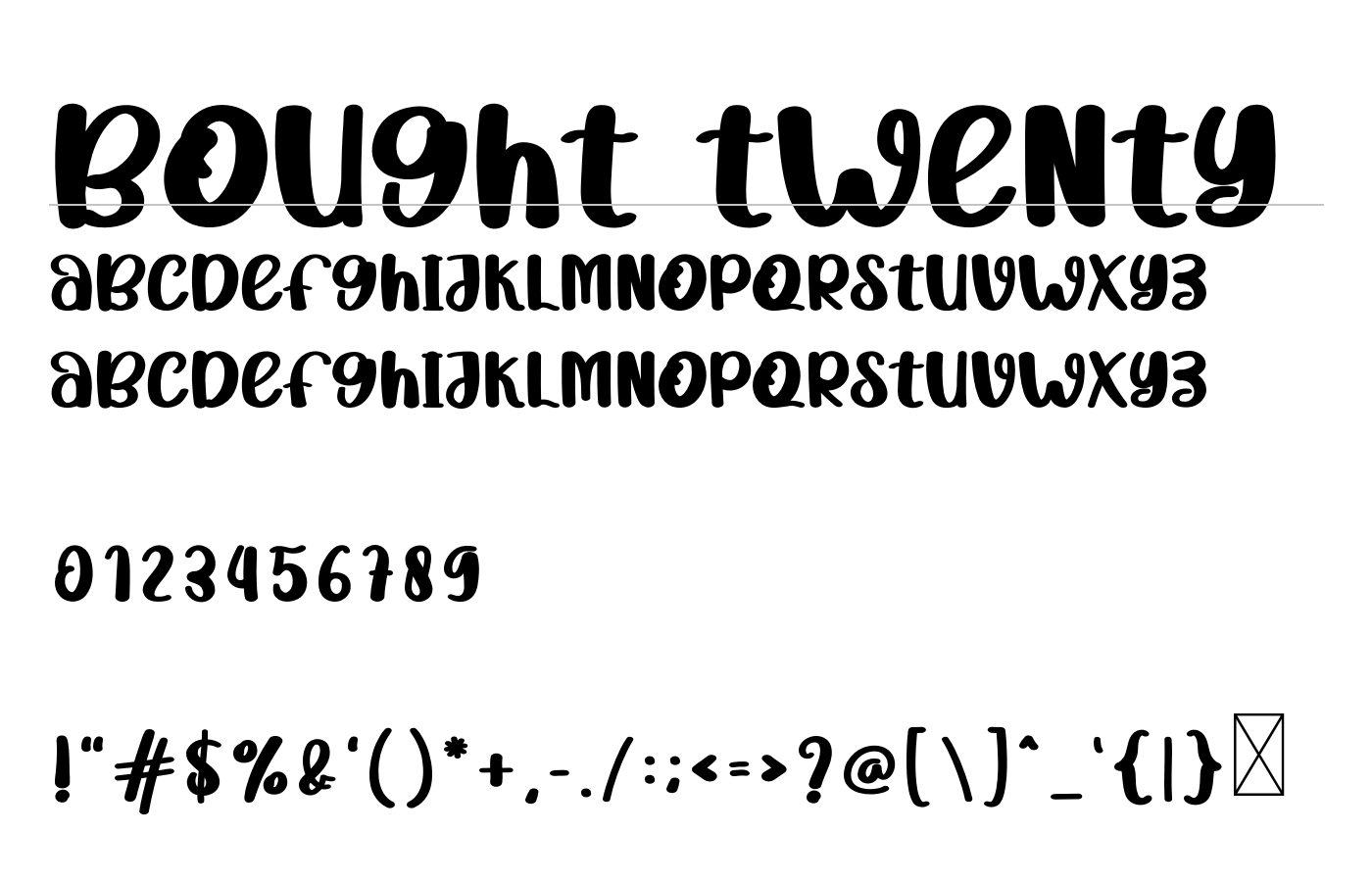 Bought Twenty Font preview
