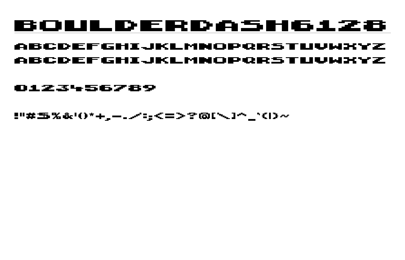 BoulderDash6128 Font preview