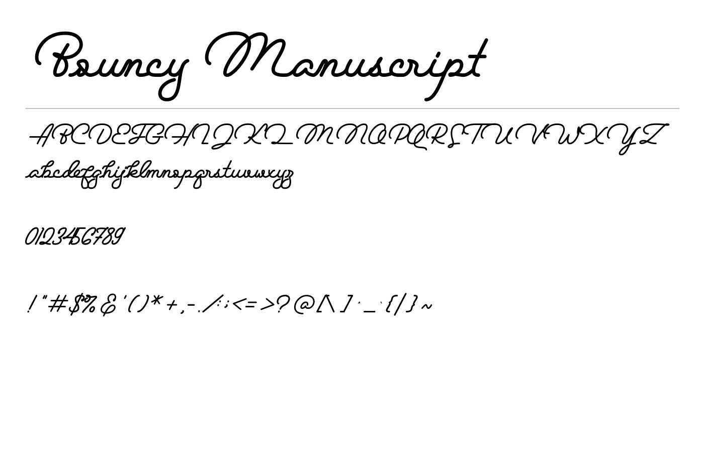 Bouncy Manuscript Font preview