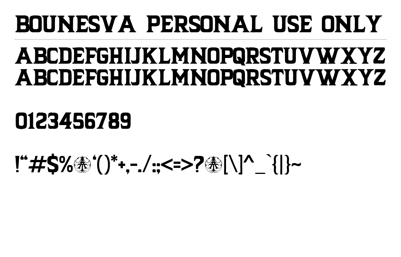 Bounesva Personal Use Only Font preview