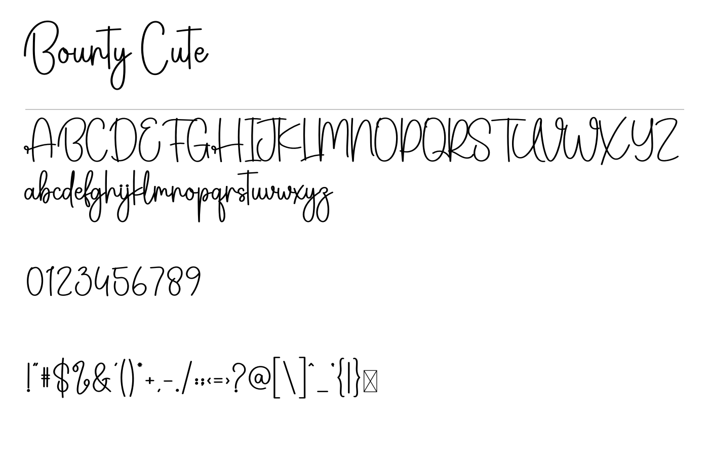 Bounty Cute Font preview