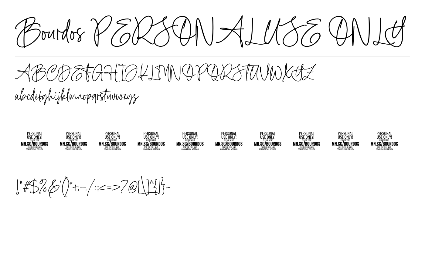 Bourdos PERSONAL USE ONLY Font preview