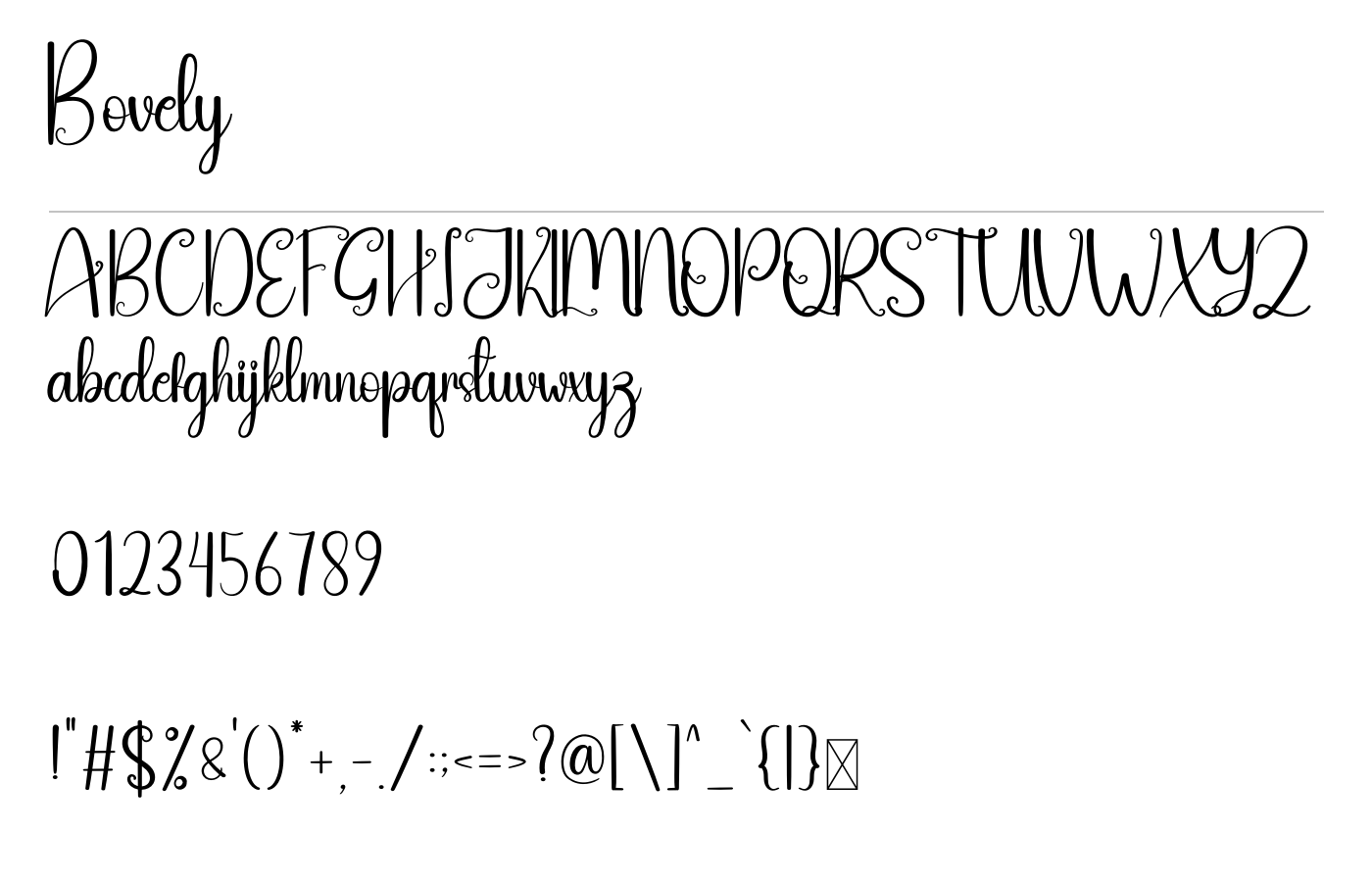 Bovely Font preview