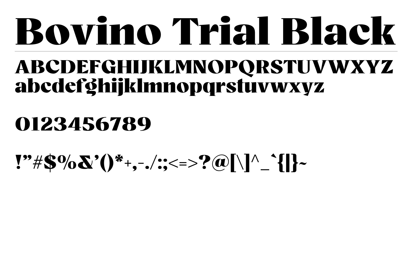 Bovino Trial Font preview