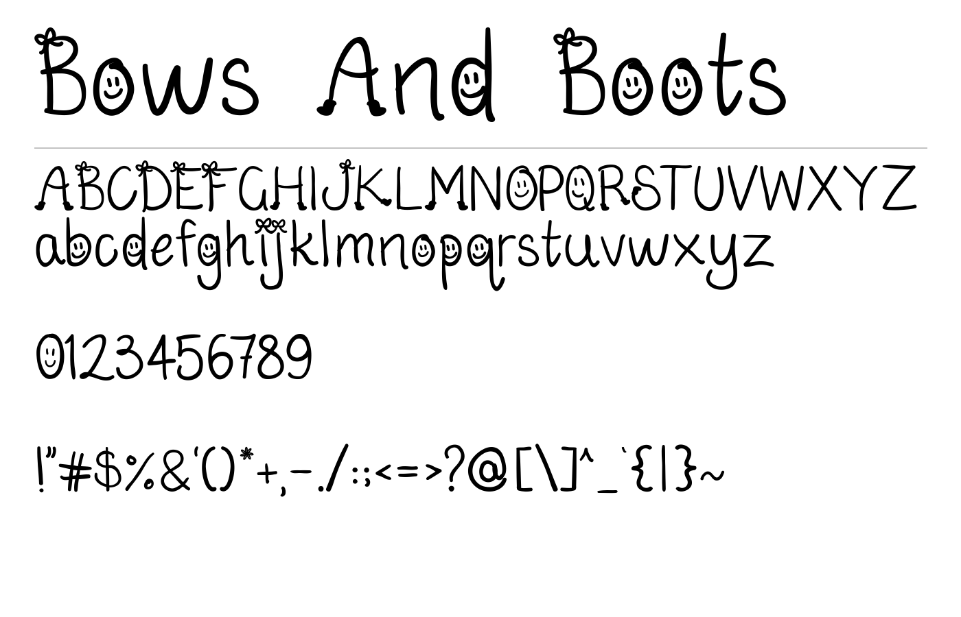 Bows And Boots Font preview