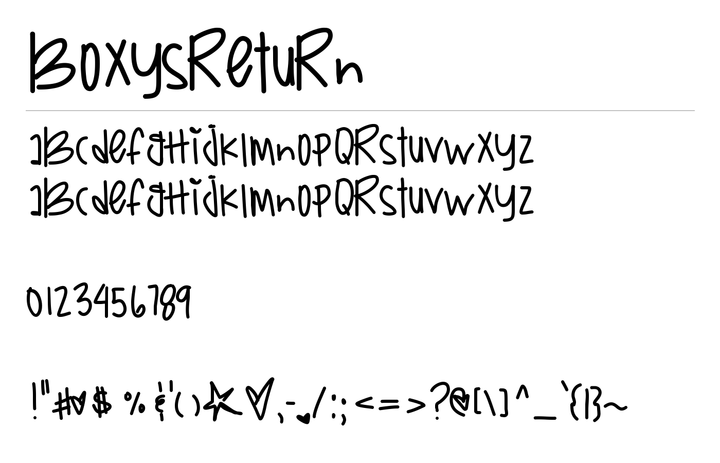 BoxysReturn Font preview