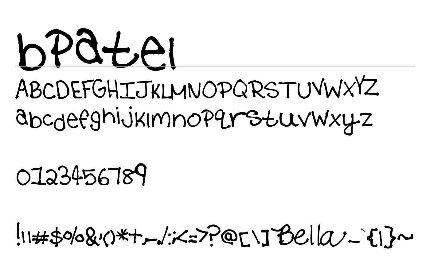 bpatel Font preview