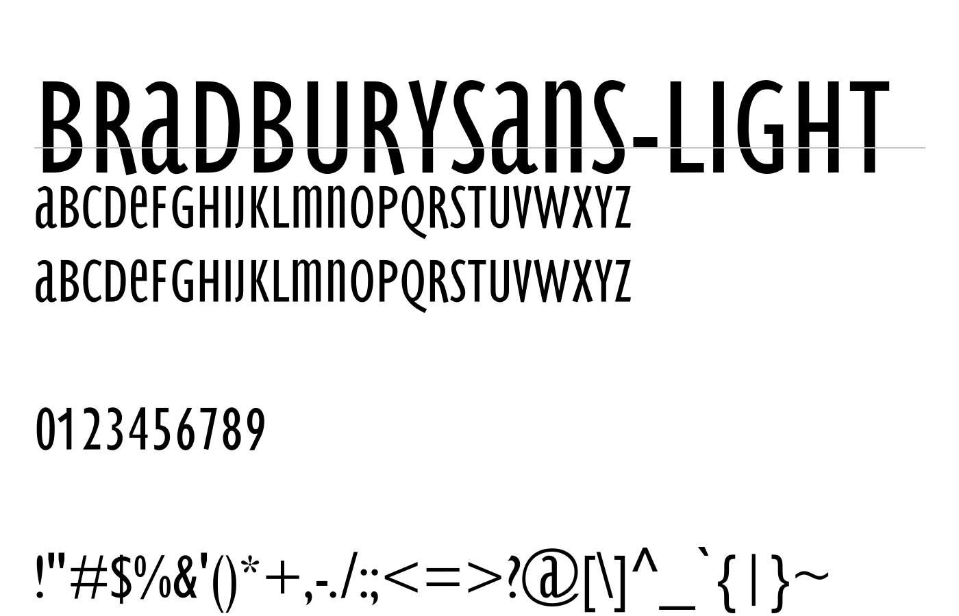 BradburySans-Light Font preview