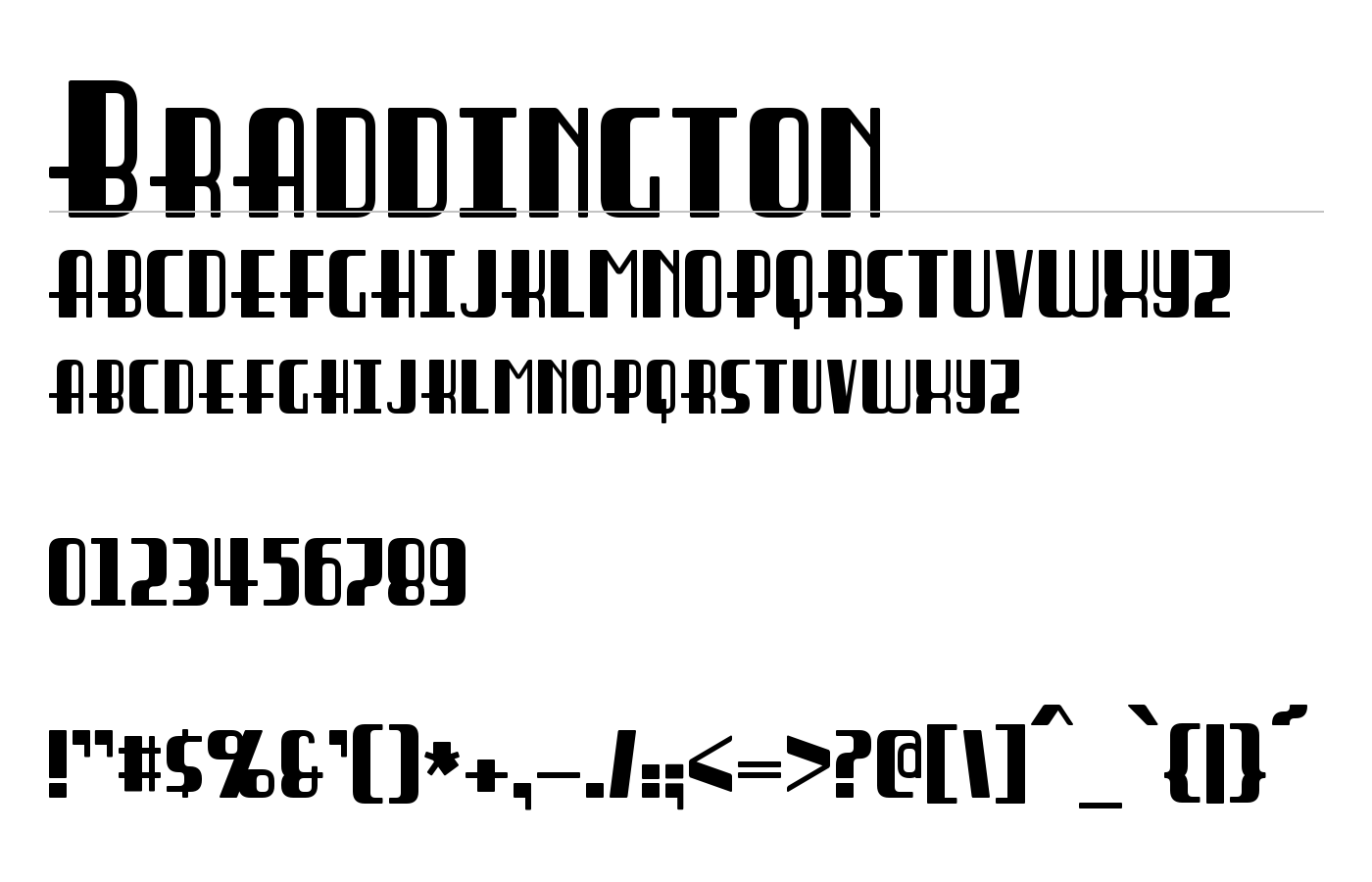 Braddington Font preview