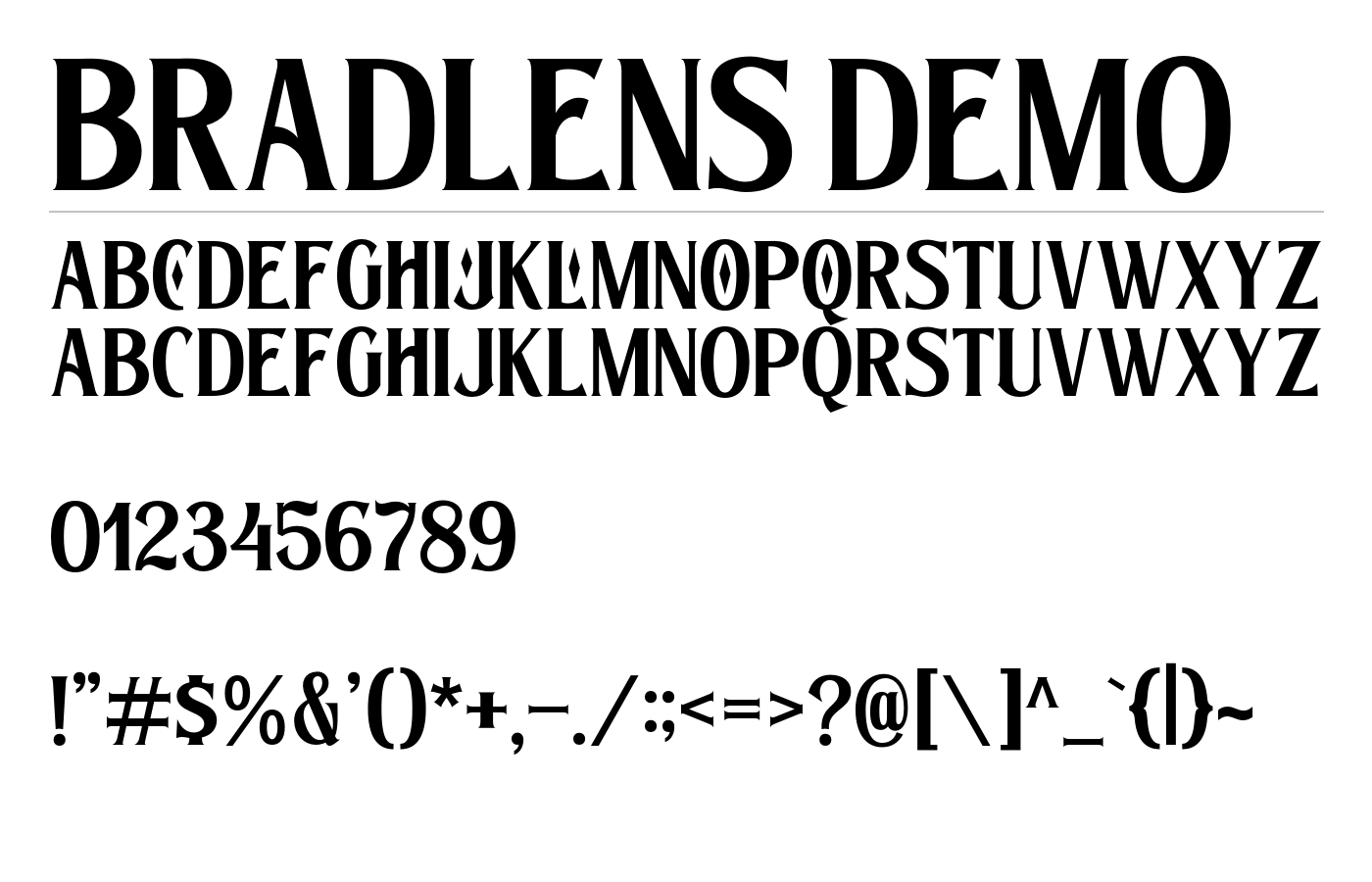 Bradlens Demo Font preview
