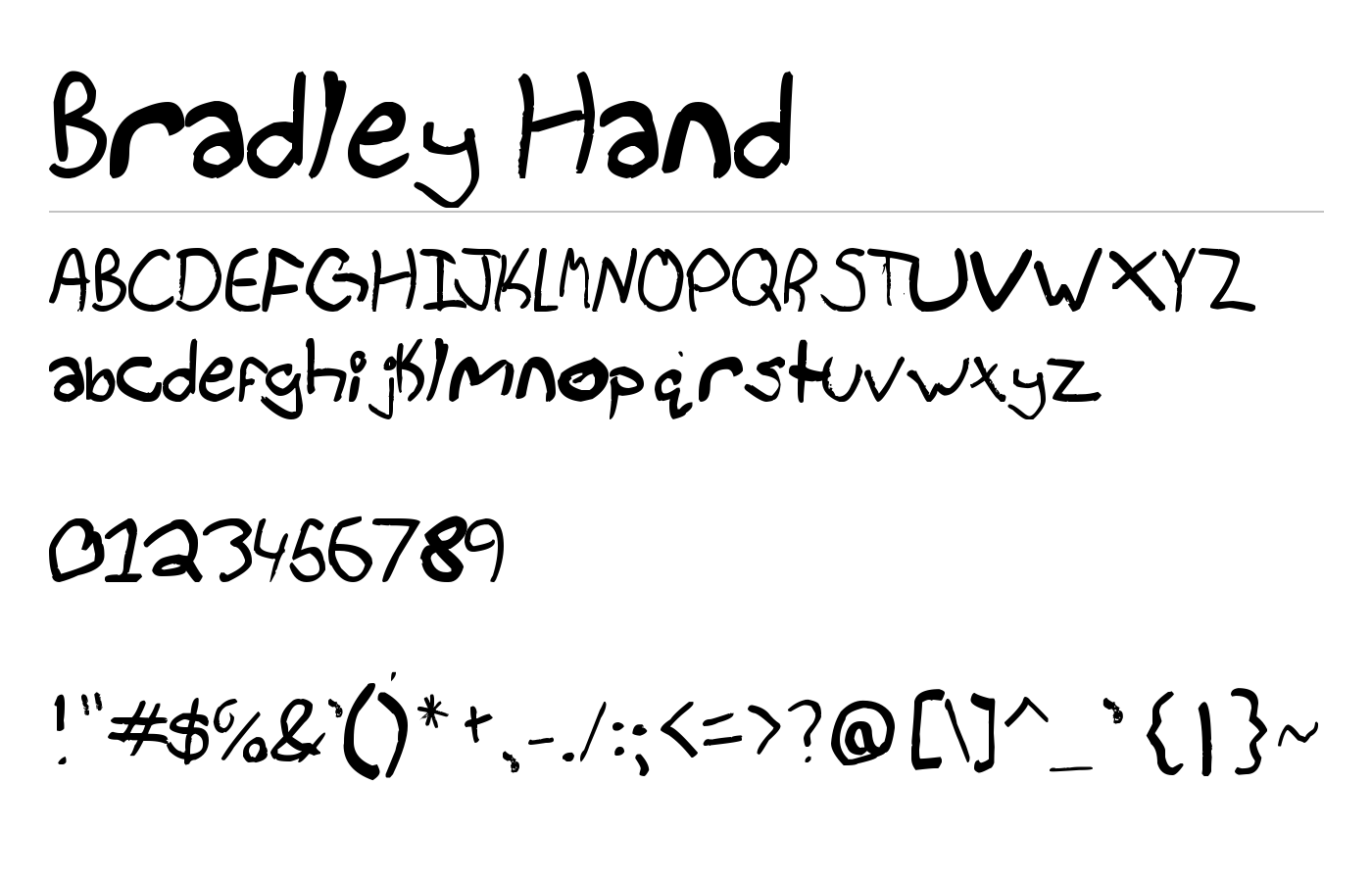 Bradley Hand Font preview