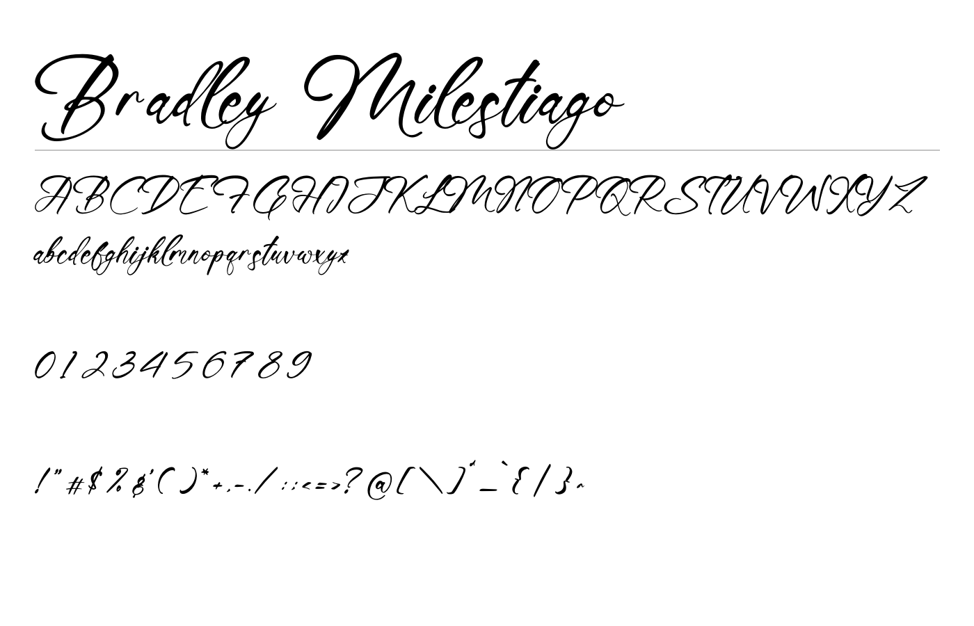 Bradley Milestiago Font preview