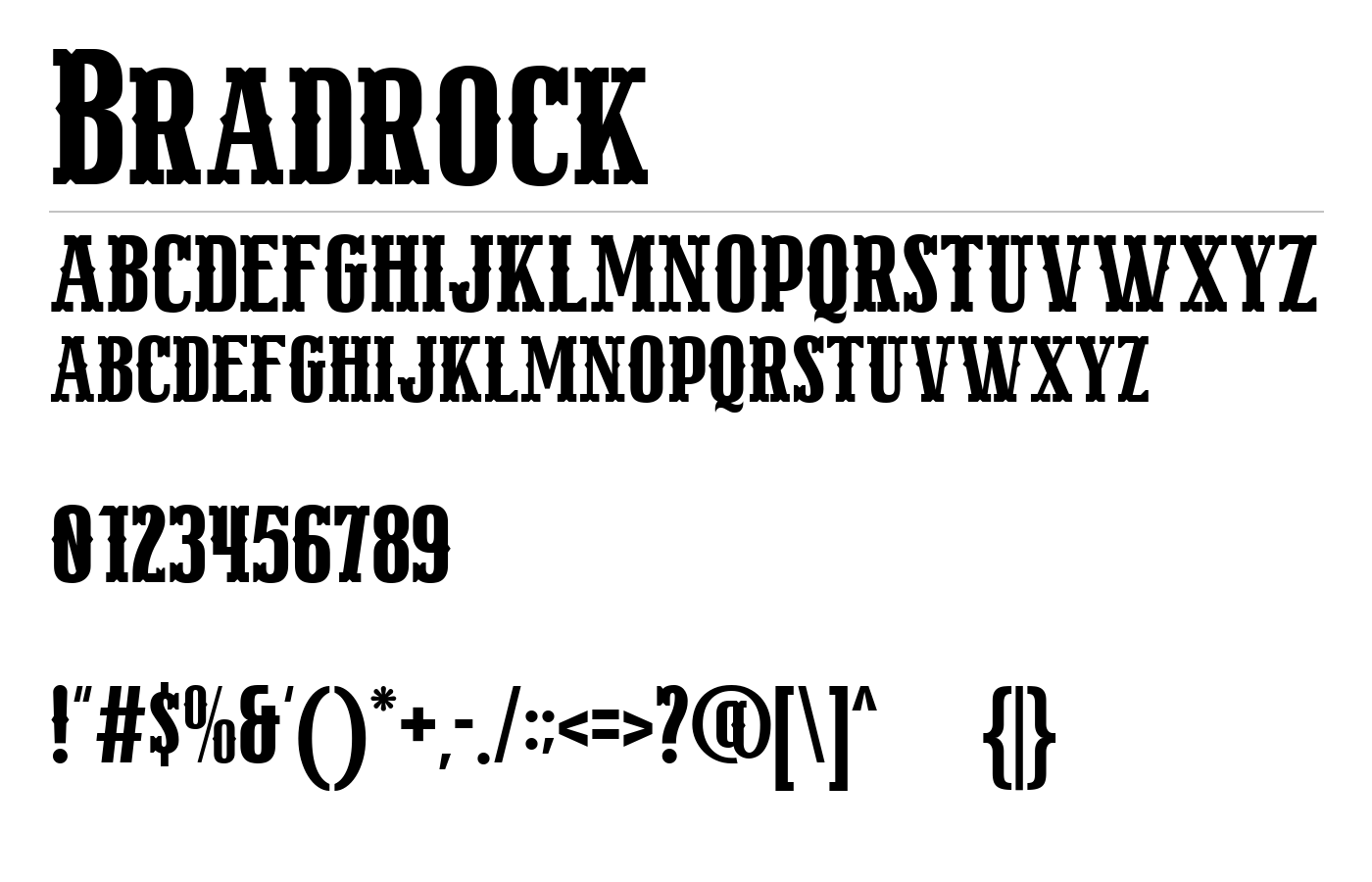 Bradrock Font preview