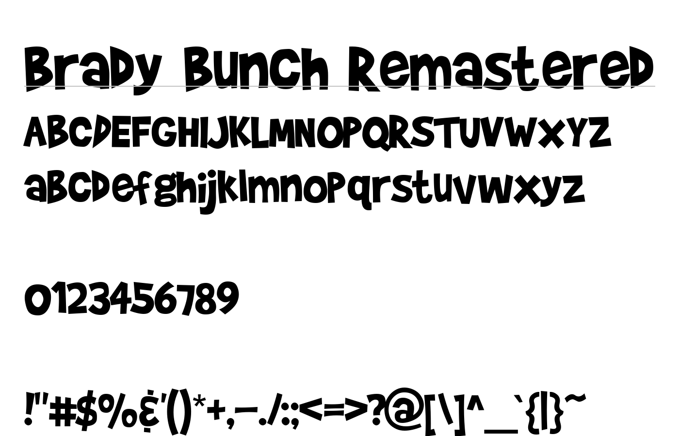 Brady Bunch Remastered Font preview