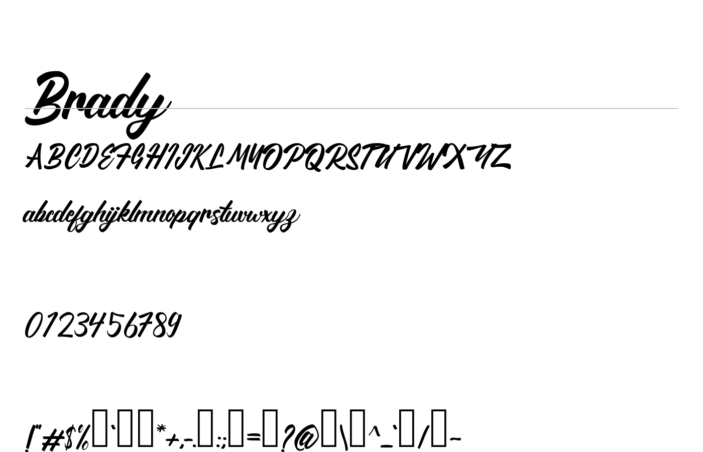 Brady Font preview