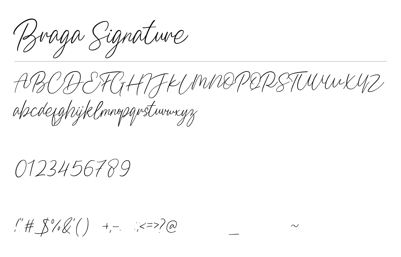 Braga Signature Font preview