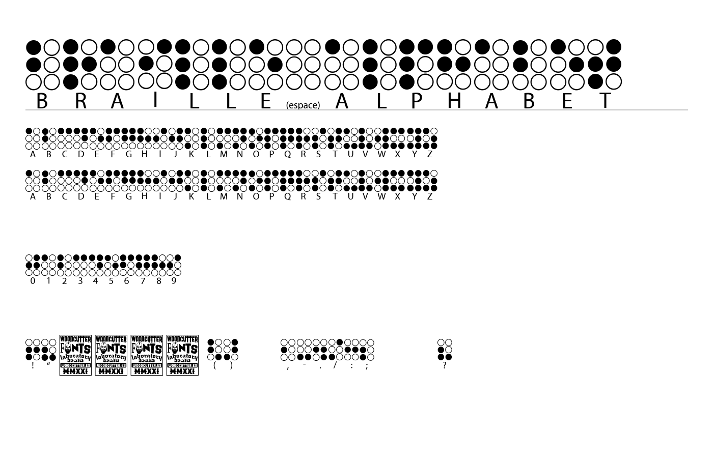 Braille Alphabet Font preview