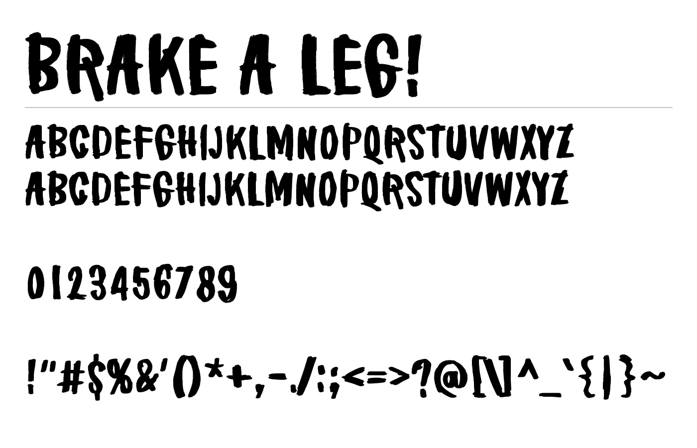 Brake a leg! Font preview