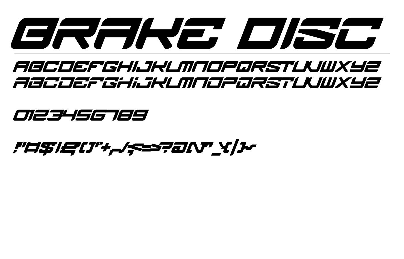 Brake DIsc Font preview