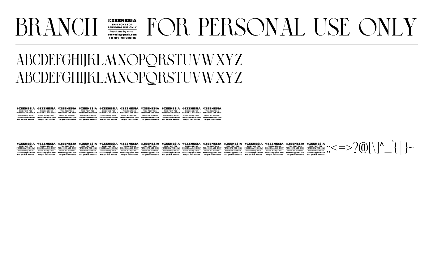 Branch Font preview