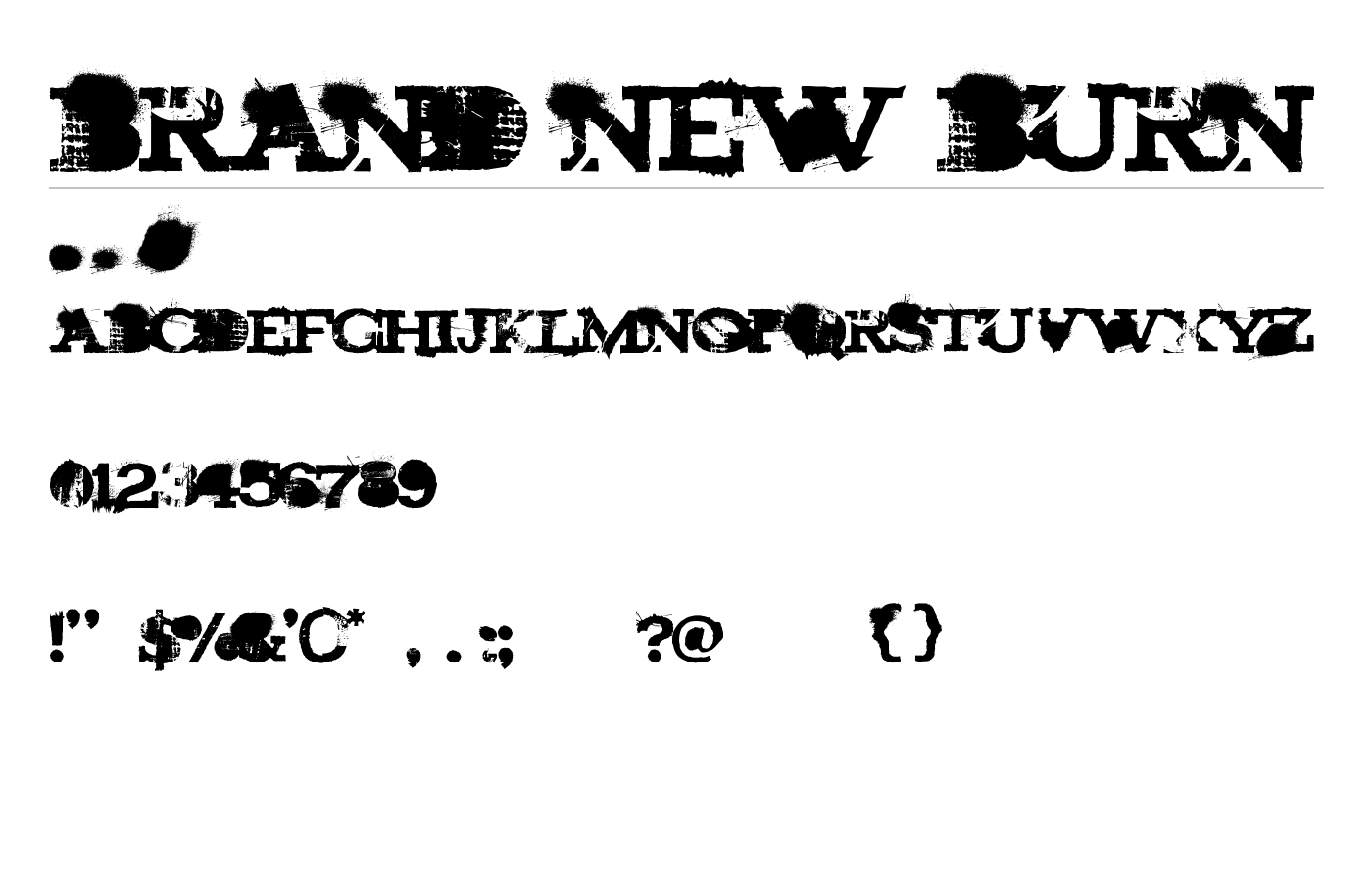 brand new burn Font preview