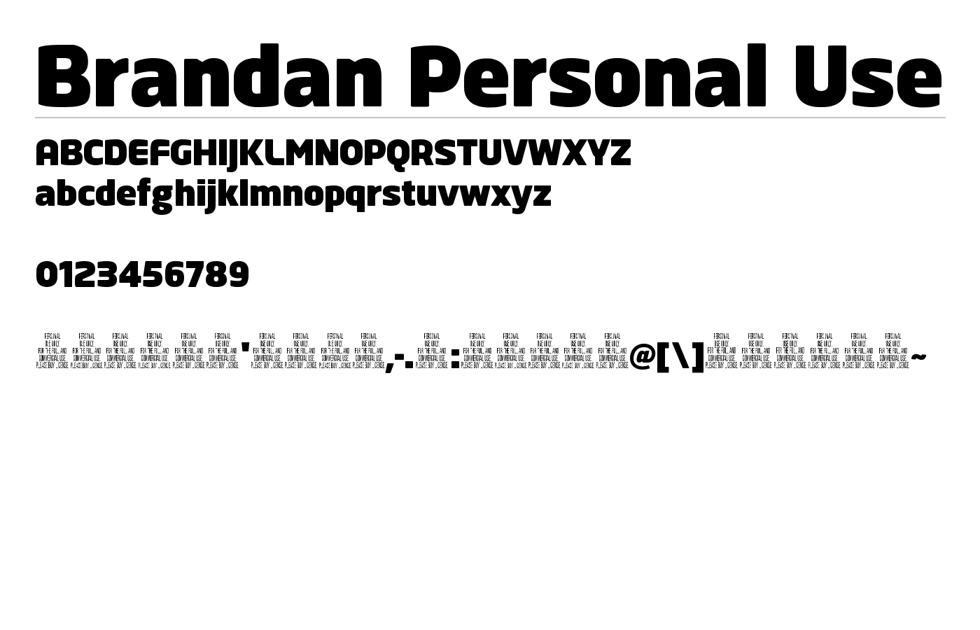 Brandan Personal Use Font preview
